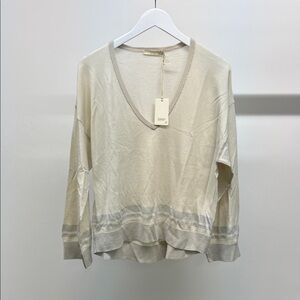 NWT Seventy Cream and Silver V-Neck Sweater